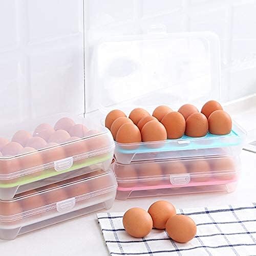 15-Grid Transparent Plastic Egg Storage Box - Refrigerator Organizer & Carry Case for Fresh Eggs - Perfect for Kitchen, Fridge, Picnics & Camping (Pack of 1)