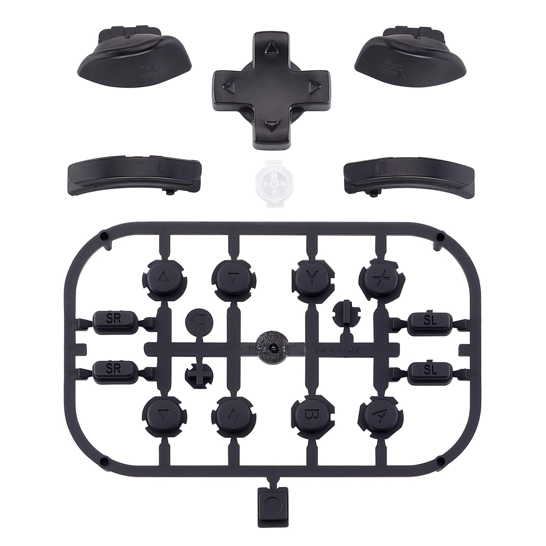 ExtremeRate Replacement D-pad & Button Kit for Nintendo Switch & OLED Joy-Con - Black ABXY Keys, SR SL L R ZR ZL Triggers with Springs (D-pad Compatible with ExtremeRate Shell Only) - Perfect for DIY Repairs & Controller Customization