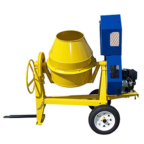 Prolinemax 9 Cubic Feet Yellow Alloy Steel Towable Cement Mixer with 12V Electric Starter & 13 HP OHV Engine @ 3600 RPM - Perfect for Construction Sites, DIY Projects, and Concrete Work