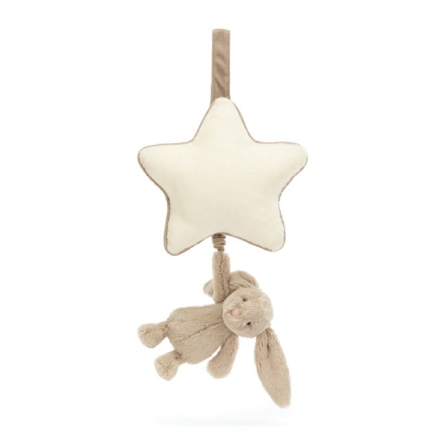 Jellycat Bashful Beige Bunny Musical Pull Toy - Soft Plush Stuffed Animal with Gentle Lullaby for Baby Shower Gift, Nursery Decor & Toddler Comfort