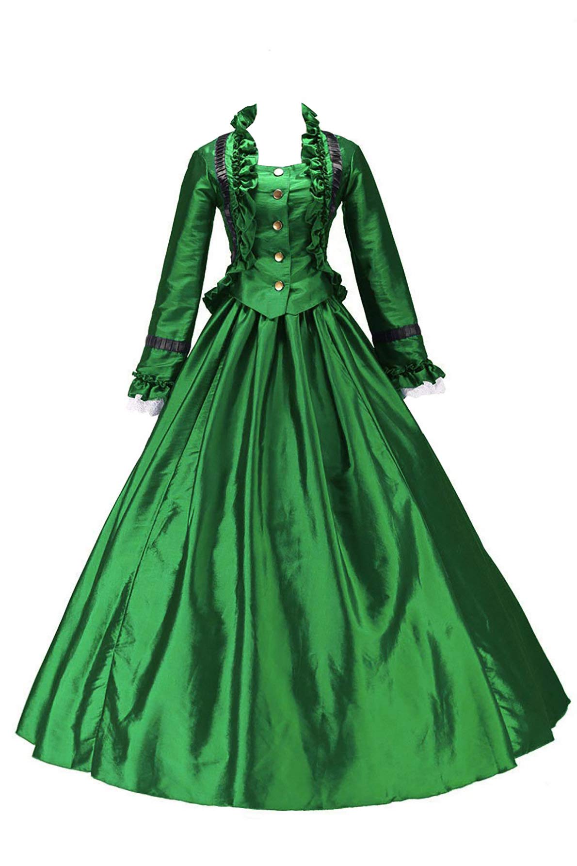 Authentic Victorian Civil War Era Gown - Vintage 1860s Ball Dress for Historical Reenactment, Cosplay & Themed Prom - Elegant Ruffled Bustle Dress for Period Events