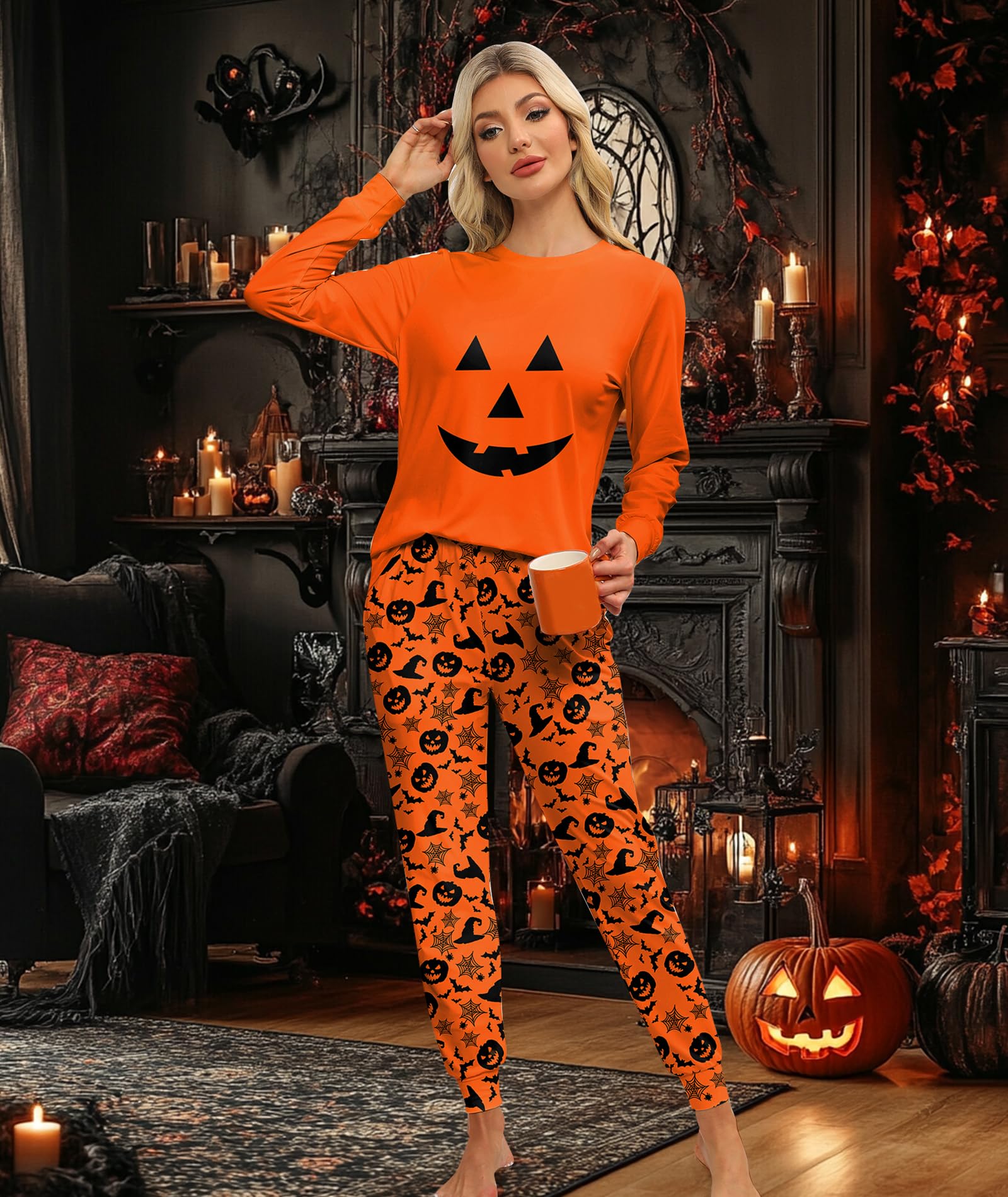 Women's Long Sleeve Pajama Set with Jogger Pants - Soft Cotton Sleepwear & Lounge Set with Pockets - Perfect for Relaxing at Home, Sleeping, or Traveling