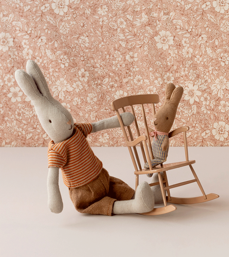 Maileg MY Baby Rose Blue Check Rabbit Plush Toy - Adorable Stuffed Animal for Kids, Nursery Decor & Gift for Baby Showers