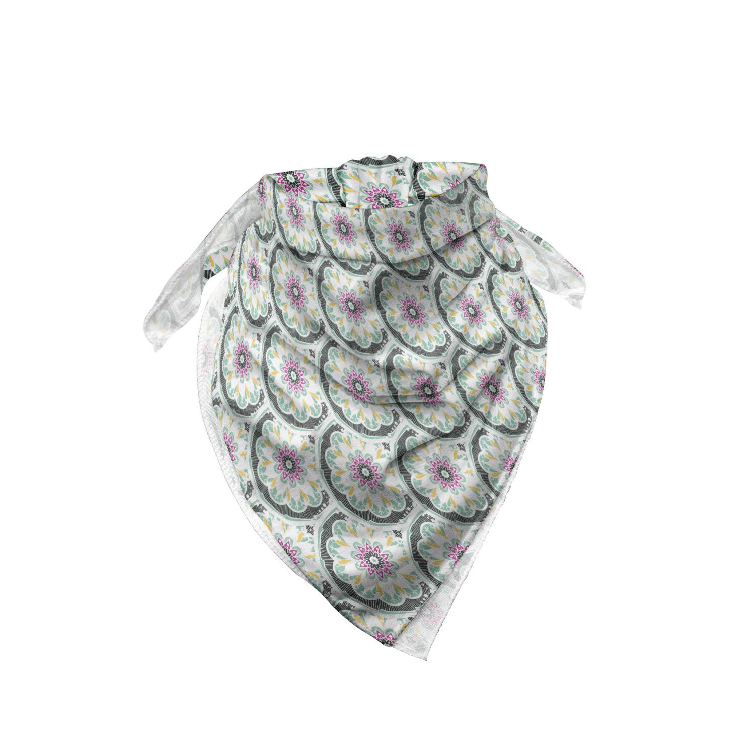 Ambesonne Oriental Unisex Bandana - Ottoman Floral Pattern in Sea Green & Hot Pink - Fashion Accessory for Men & Women - Perfect for Outdoor Activities, Concerts, and Style Statements