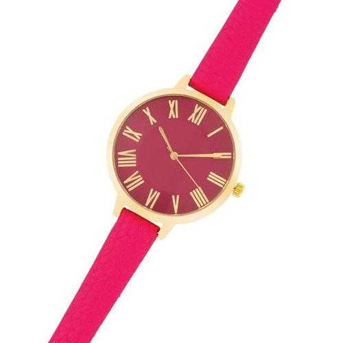 Luxury Gold Watch with Pink Leather Strap - Elegant Women's Fashion Accessory for Everyday Wear, Parties & Special Occasions