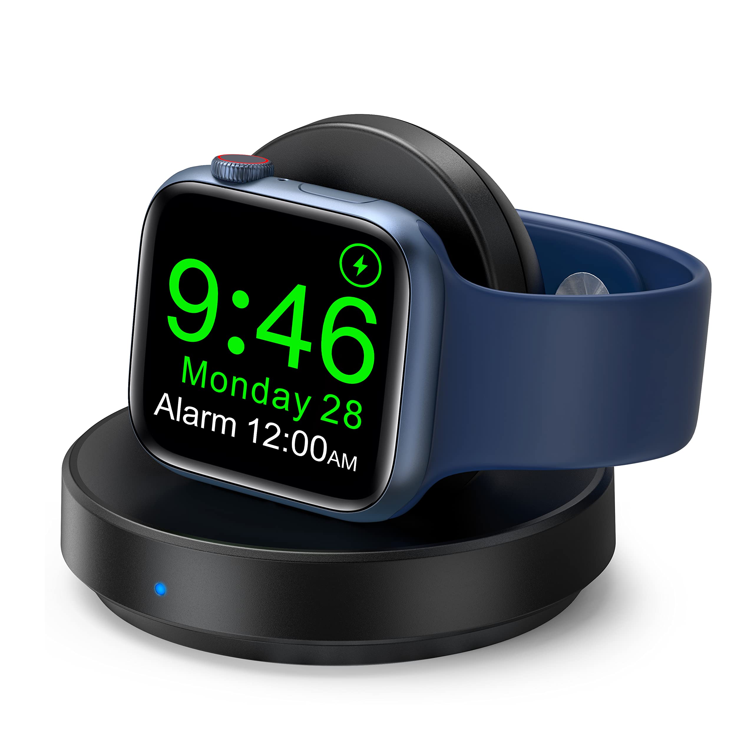 ZAPOGO Magnetic Wireless Charging Stand for Apple Watch - Fast Portable Charger Dock with Cable, Nightstand Mode Compatible with Series 8/7/SE/6/5/4/3/2 (Black) | Perfect for Travel, Office & Bedside Charging