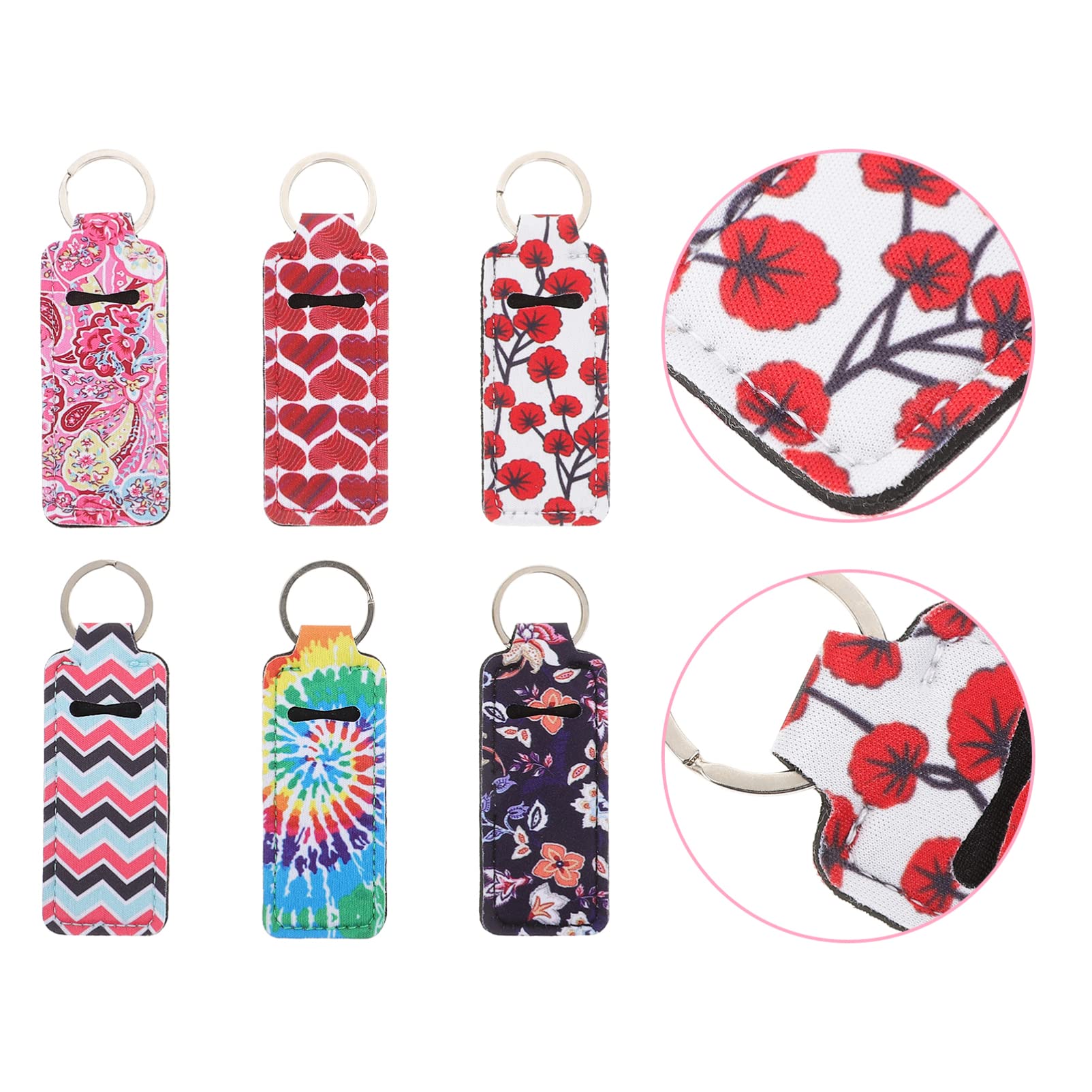 Healifty 6pcs Kids Lip Balm Keychain Holder - Portable Travel Chapstick Keyring for Lipstick, Lip Gloss & Lip Balm - Perfect for School, Gym, Hiking & Daily Essentials Organization