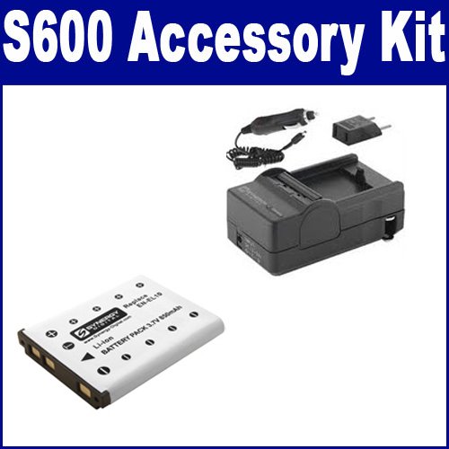 Synergy Digital Accessory Kit for Nikon Coolpix S600 - SDM-165 Charger & SDENEL10 Battery - Travel & Photography Essentials