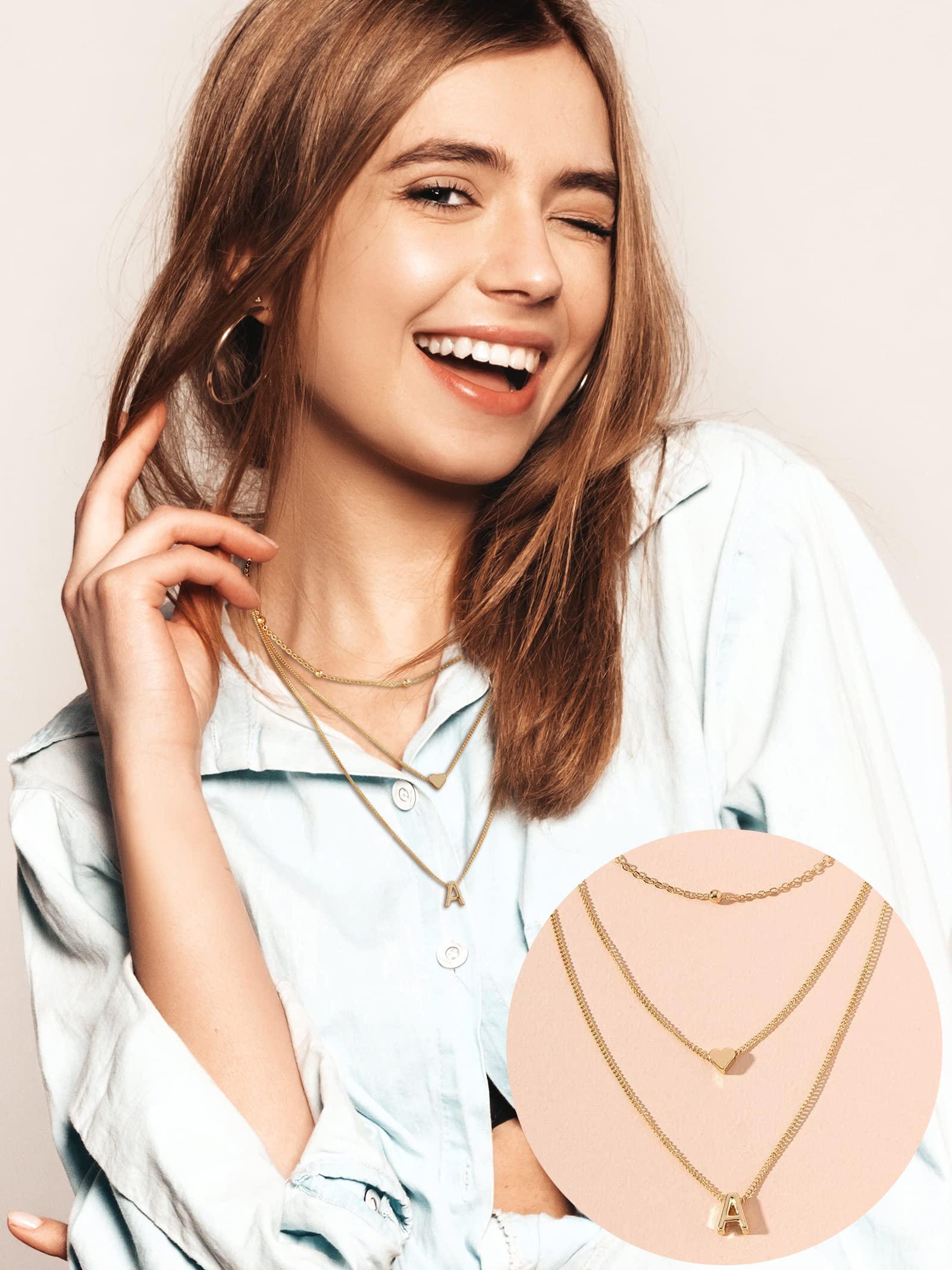 Personalized Layered Initial Necklace for Women - Dainty Heart & Bubble Letter Pendant, Elegant Choker Jewelry Gift for Her | Perfect for Valentine's Day, Anniversary, Birthday & Everyday Wear