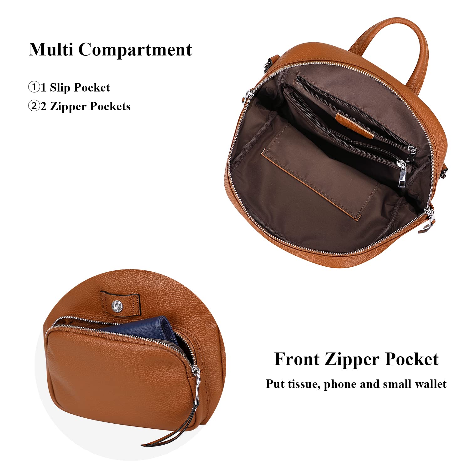 ALTOSY Mini Genuine Leather Backpack for Women - Convertible 4-in-1 Backpack Purse, Shoulder Bag & Crossbody Handbag - Perfect for Travel, Work & Daily Use