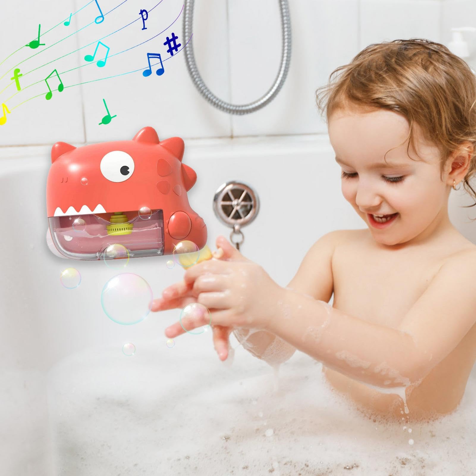 Shark Dinosaur Bubble Machine for Kids - Cartoon Bath Toys with Music & LED Lights | Fun Bubble Maker for Toddlers Ages 3-5 | Perfect for Bathtime Play & Sensory Development