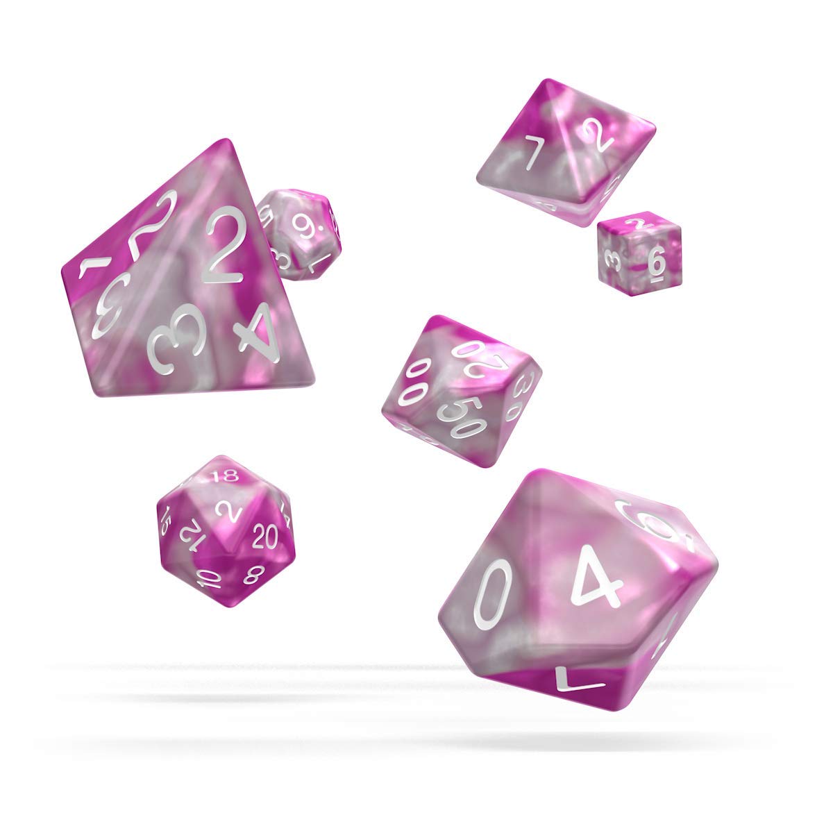 Premium Oakie Doakie RPG Dice Set - 7-Piece Gemstone Polyhedral Dice in Magnolia Color for D&D, Pathfinder & Tabletop Games - Perfect Gift for Gamers & Collectors