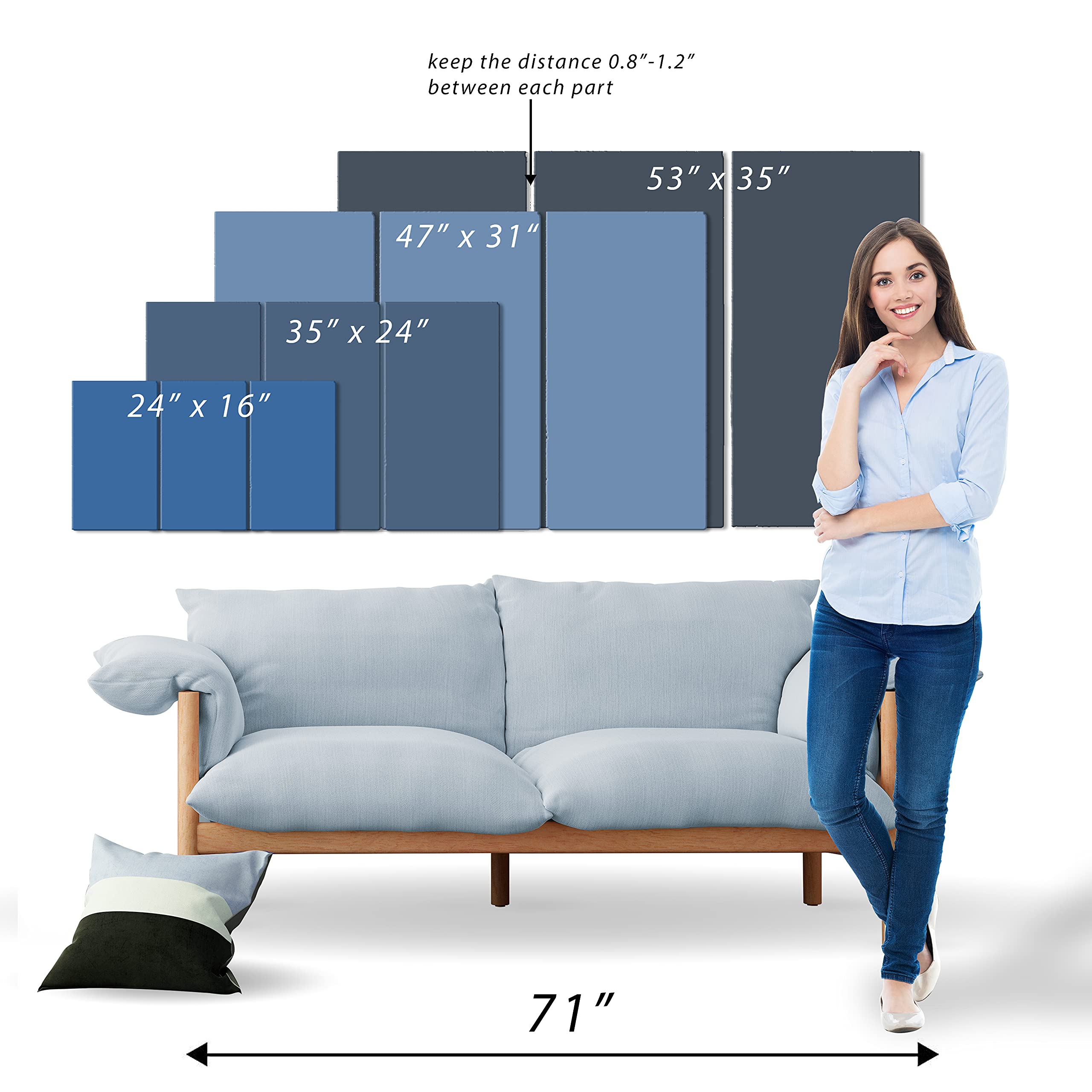 Artgeist Acoustic Canvas Wall Art - 53x35 inch Soundproof Landscape Painting Set of 3 with Acoustic Foam | Nature Forest Lake Mountains Design | Home Theater, Music Studio & Office Decoration