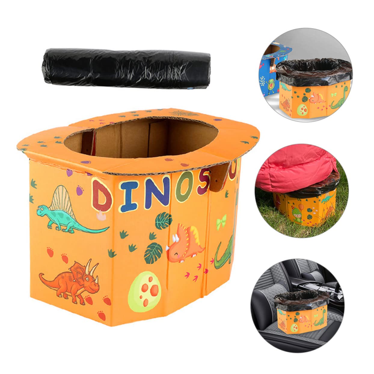 Foldable Travel Toilet for Camping & Emergencies - 4 Pack Portable Corrugated Paper Potty for Adults & Kids - Compact, Disposable & Eco-Friendly Solution for Outdoor Adventures, Road Trips & Hiking
