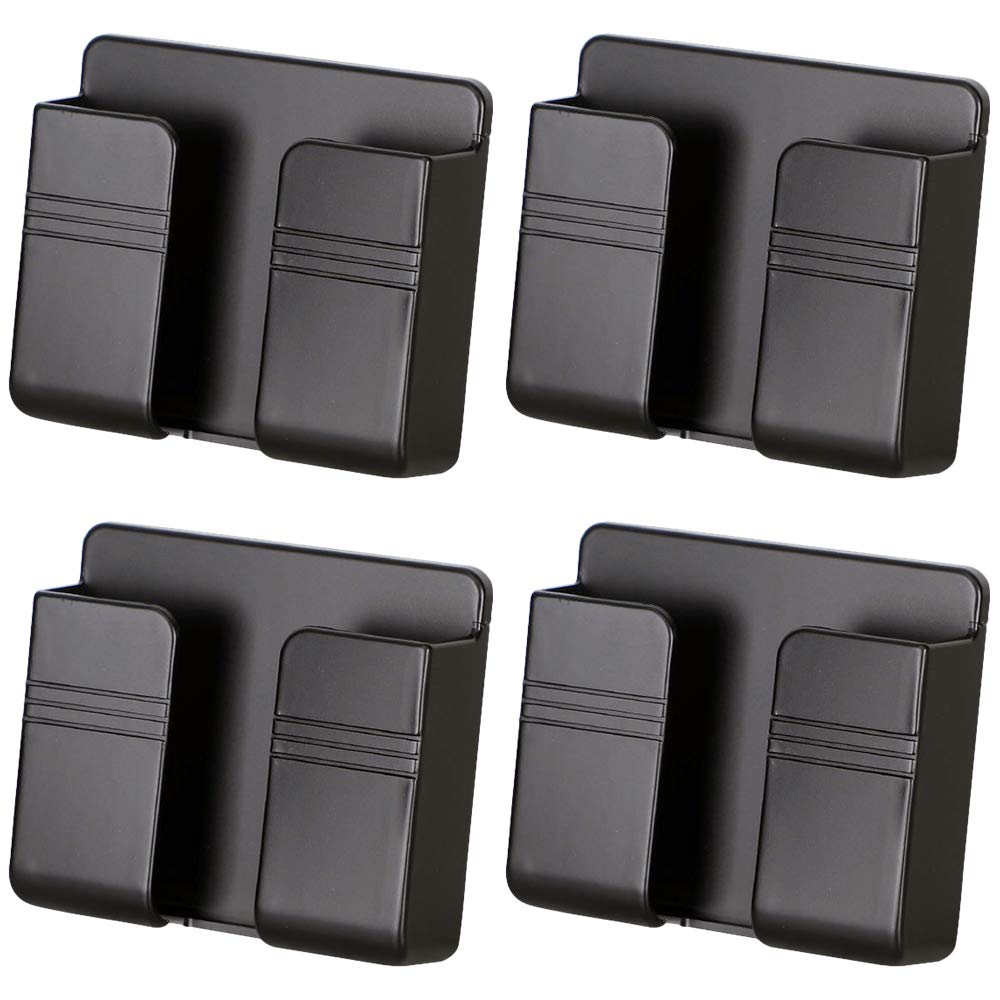 4-Pack Wall Mount Phone Charging Holder - Black Adhesive Mobile Phone Stand for Bedroom, Shower & Kitchen - Universal Smartphone Wall Mount for Charging (iPhone, Samsung, Android) - Perfect for Nightstand, Bathroom & Office Use