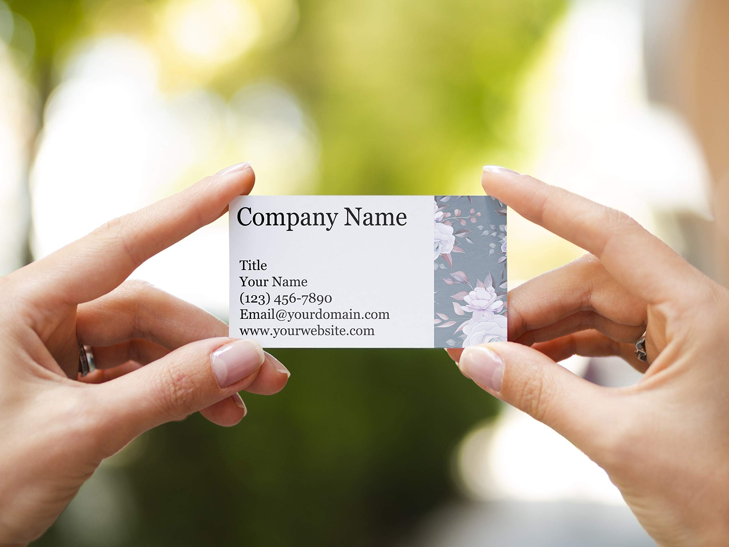 Custom Floral Business Cards 3.5x2 Inches - Eco-Friendly Recycled & Matte Paper - 100% USA Made - 20+ Elegant Floral Designs (White Roses) - Perfect for Networking, Weddings & Small Business Branding