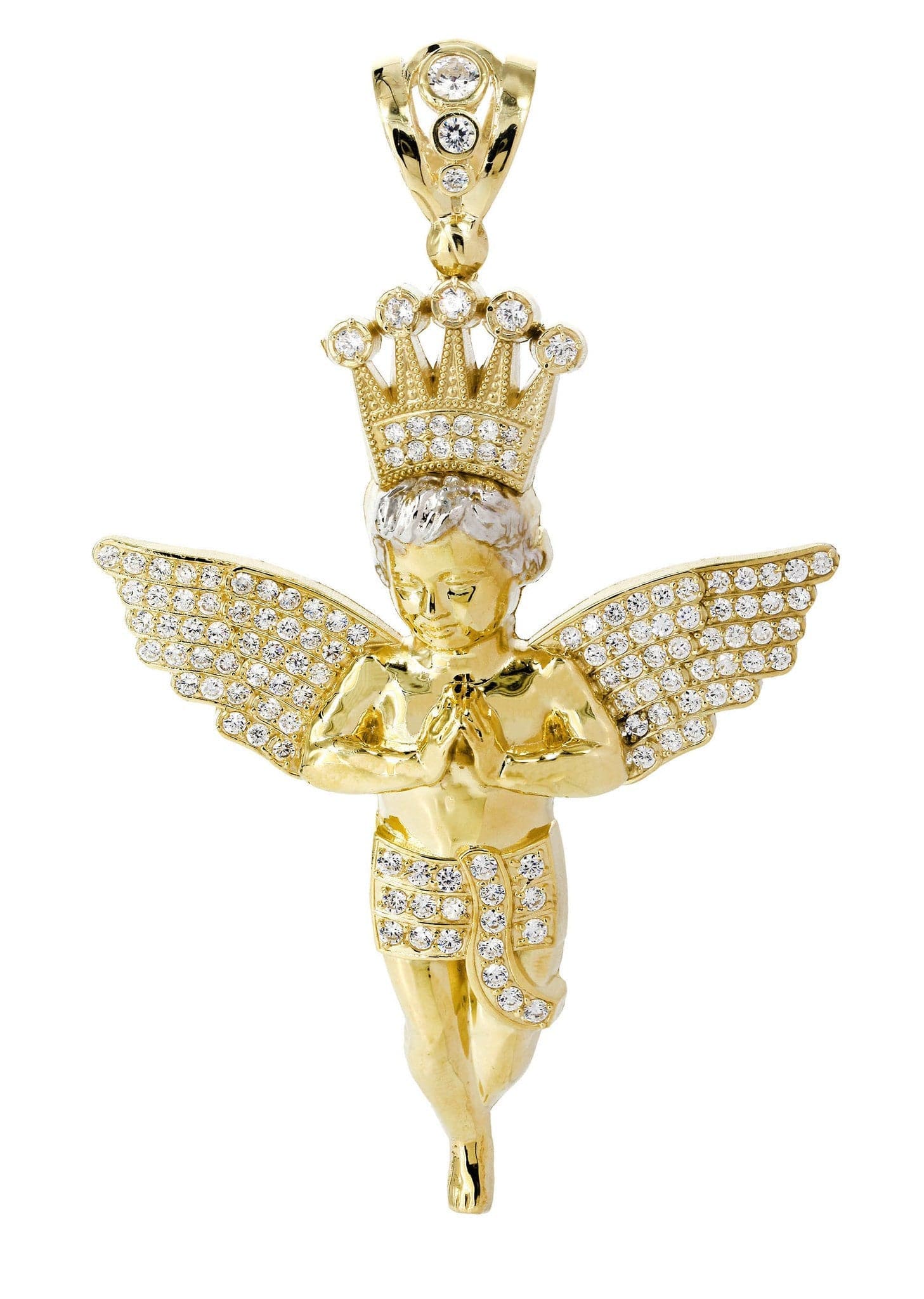 10K Gold Angel Pendant Necklace - 33.4 Grams Elegant Religious Jewelry for Women - Perfect for Gifts, Baptism, and Everyday Wear