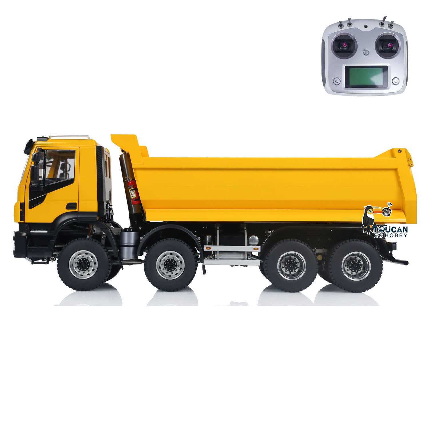 1/14 Scale 8x8 Hydraulic RC Dump Truck - Metal Remote Control Tipper Car with Realistic Sound & Light Effects (67x18.5x25cm) - Ready-to-Run Assembled & Painted Model - Perfect for Construction Site Play, Collectors Display & RC Hobby Enthusiasts