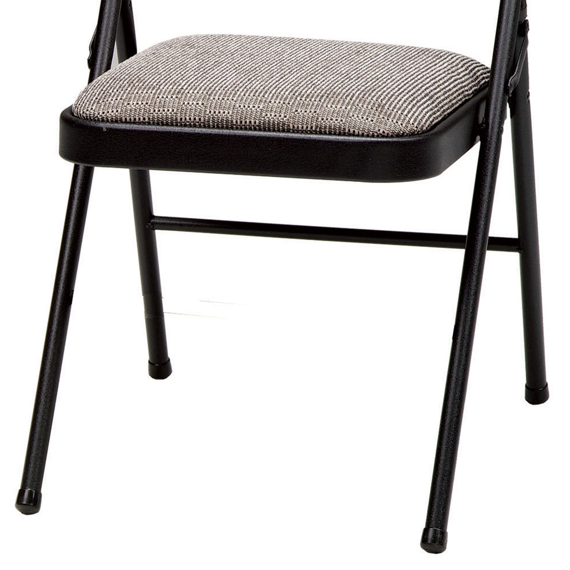 MECO 4 Pack Padded Folding Chairs - Cushioned Metal Fabric Foldable Chairs for Indoor & Outdoor Use, Black - Perfect for Parties, Camping, Picnics & Home Events