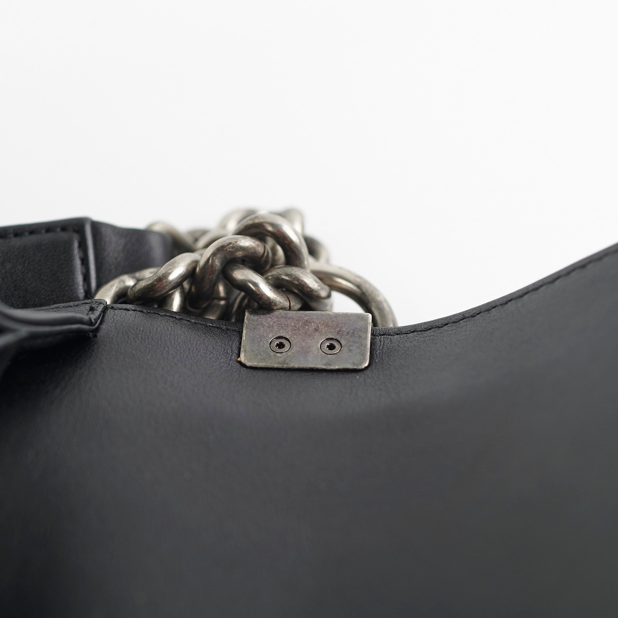 Chanel Old Medium Boy Chevron Black Leather Shoulder Bag - Luxury Designer Handbag for Women, Perfect for Parties, Work & Everyday Use