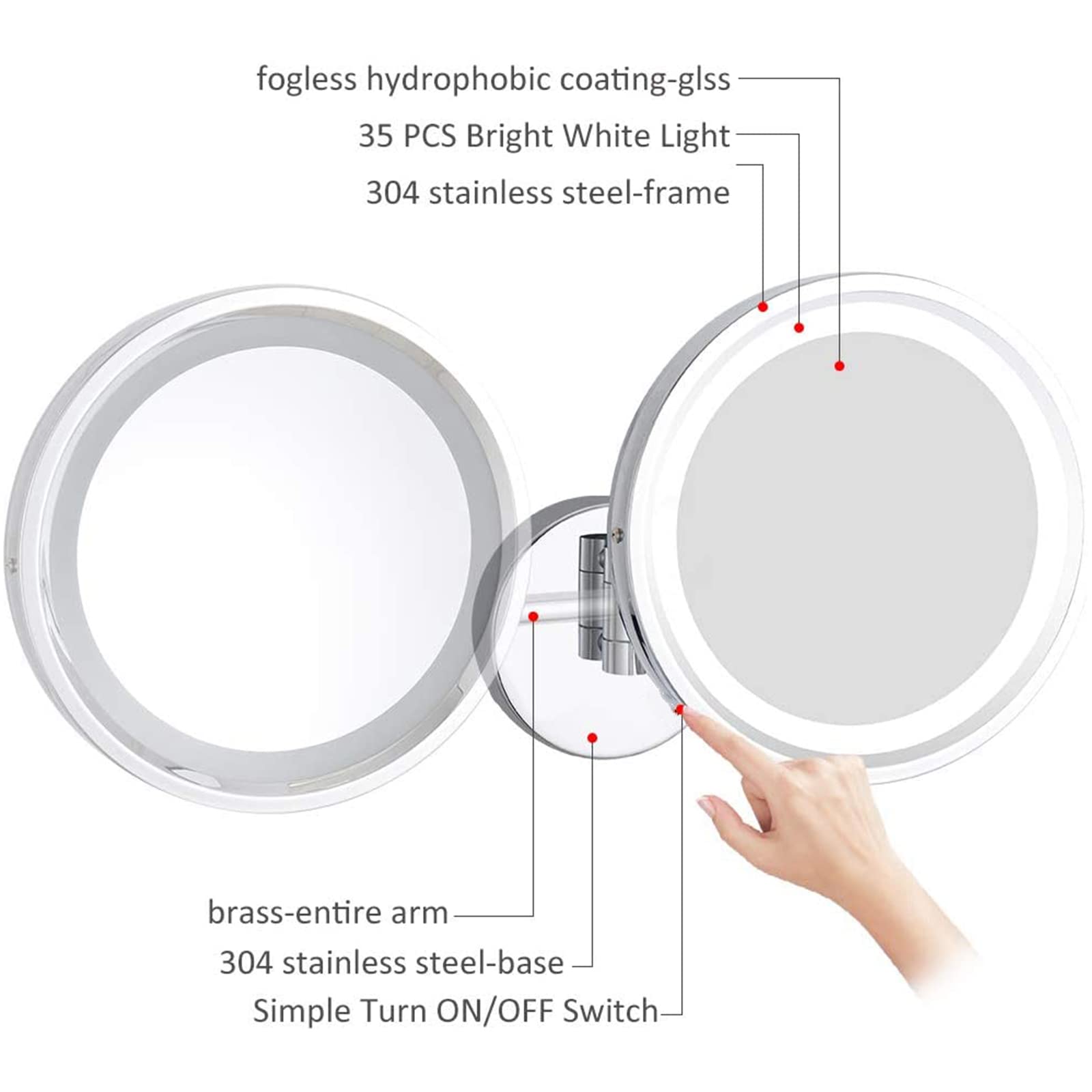 FUDGIO Smart Sensor Makeup Mirror with LED Lights - 10X Magnification, Wall Mounted & Rotatable Vanity Mirror for Shaving & Makeup (Rose Gold, Plug-in) - Perfect for Home Bathroom, Dressing Room & Salon Use