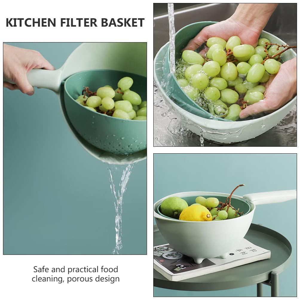 Stainless Steel Fruit and Vegetable Drain Basket with Handle - Kitchen Colander for Washing, Drying, and Storing Produce - Perfect for Salad Prep, Dish Draining & Countertop Organization