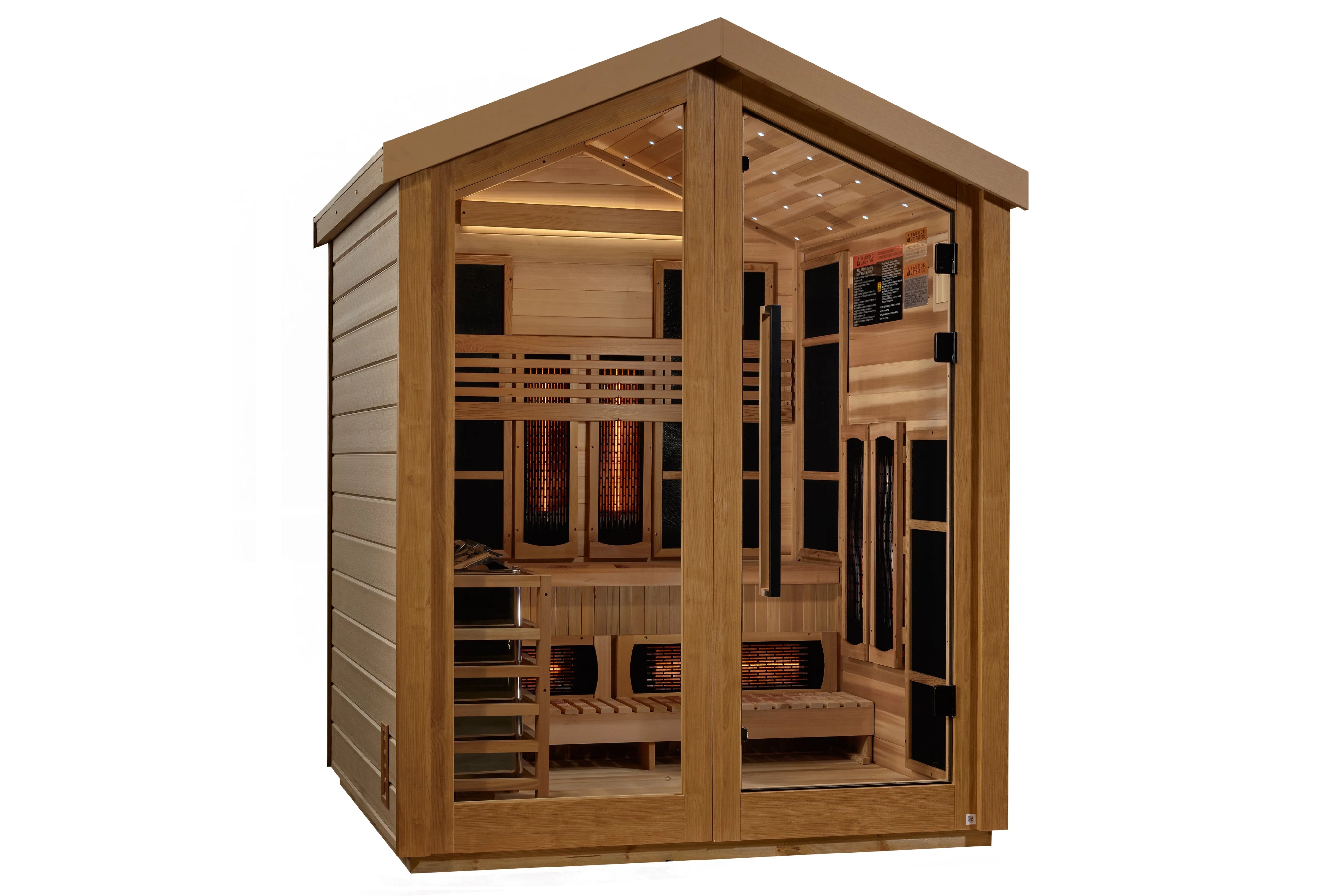 Golden Designs Loviisa 3-Person Hybrid Full Spectrum Infrared Outdoor Sauna for Relaxation & Detox - Perfect for Backyards, Patios & Wellness Retreats