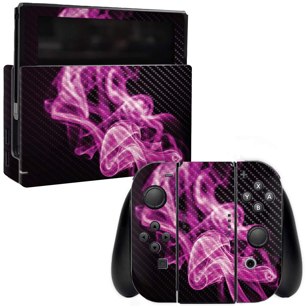 Premium Carbon Fiber Skin for Nintendo Switch - Pink Flames Design | Protective & Durable Textured Cover | Easy to Apply & Remove | Made in USA | Perfect for Gaming Protection & Style Upgrade