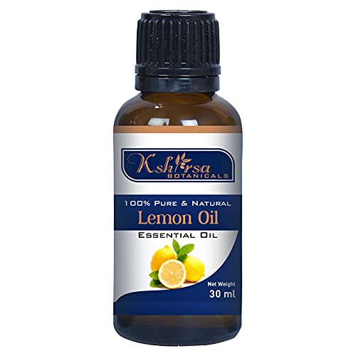 Kshirsa Botanicals 100% Pure Lemon Essential Oil - Steam Distilled for Skin Care, Hair Dandruff Treatment, Aromatherapy & Diffuser Use (30ml) - Perfect for Relaxation, Home Spa & Natural Cleaning
