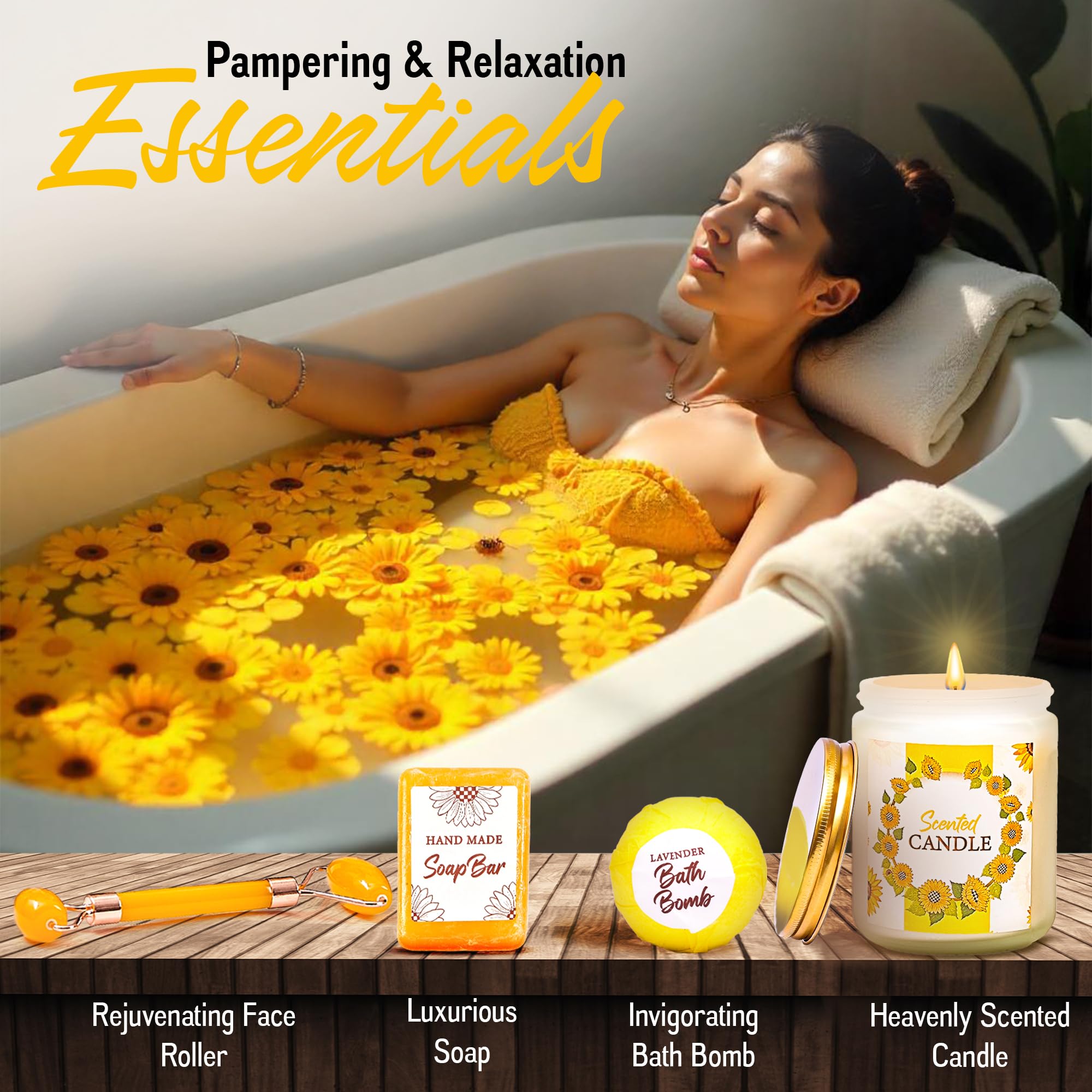18Pcs Sunflower Gift Set for Women - Unique Birthday Gifts Basket for Best Friend, Sister & Loved Ones - Sunshine Care Package with Get Well Soon & Thinking of You Notes - Perfect for Housewarming, Friendship Day & Cheer Up Gifts