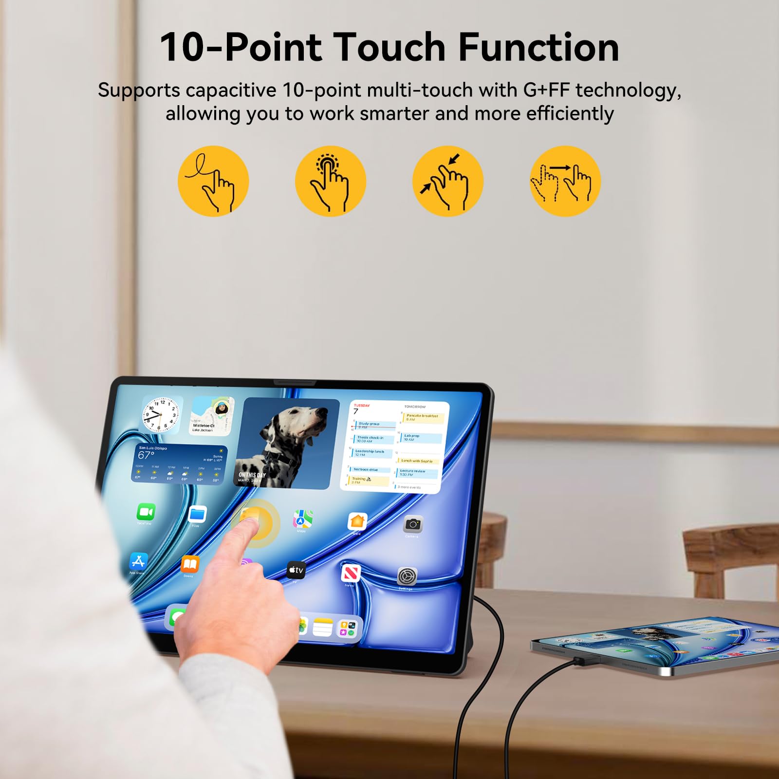 14 Inch Portable Touchscreen Monitor - 2K QHD IPS Display with Tempered Glass, Adjustable Kickstand & Protective Sleeve - HDMI/USB-C External Second Screen for Laptop, PC, Phone, Xbox, Switch, PS4/PS5 - Perfect for Work, Gaming & Travel