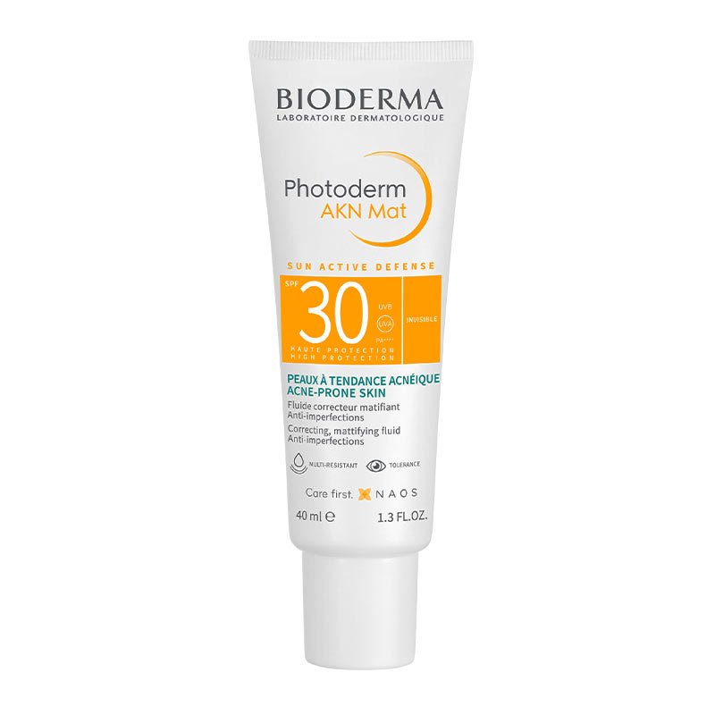 Bioderma Photoderm AKN Mat SPF 30 Mattifying Fluid for Oily & Acne-Prone Skin - Daily Sun Protection & Shine Control for Face | Perfect for Outdoor Activities & Summer Skincare