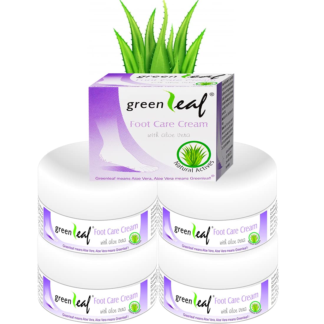 Green Leaf Foot Care Cream for Dry, Chapped & Cracked Skin - 50g (Pack of 4) | Deep Moisturizing & Healing Foot Balm for Cracked Heels & Rough Feet - Perfect for Pedicures, Night Treatment & Daily Foot Care