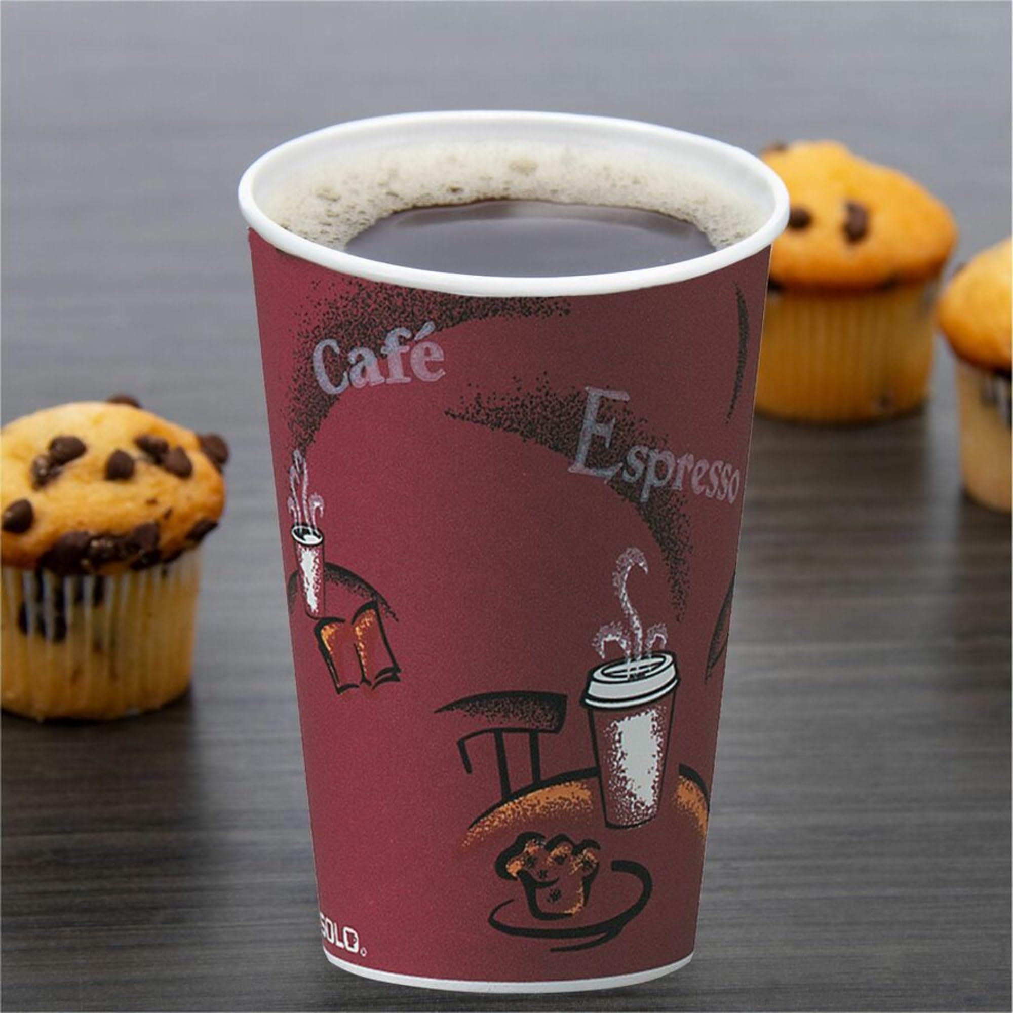 Solo Bistro® 8oz Hot Cups - 500 Pack Multicolor Disposable Coffee Cups for Office, Party & Catering | OF8BI-0041