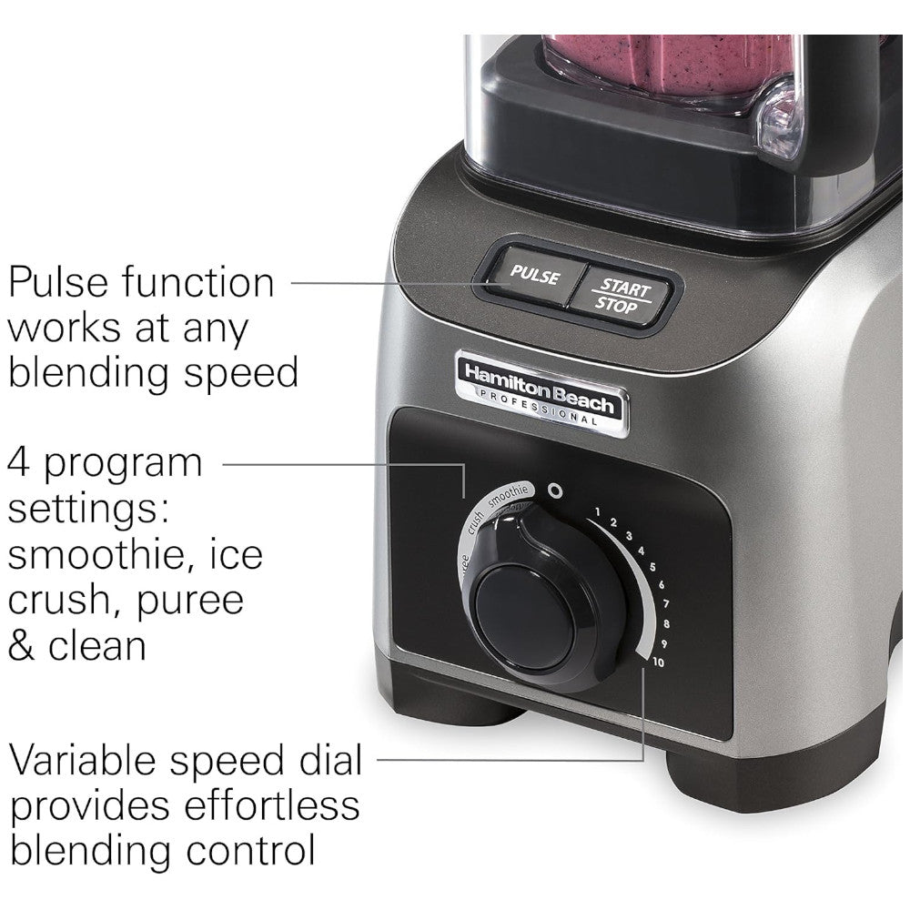 Refurbished Hamilton Beach Professional 58870 Quiet Shield Blender with Home Essentials Warranty - Perfect for Smoothies, Soups & Kitchen Blending