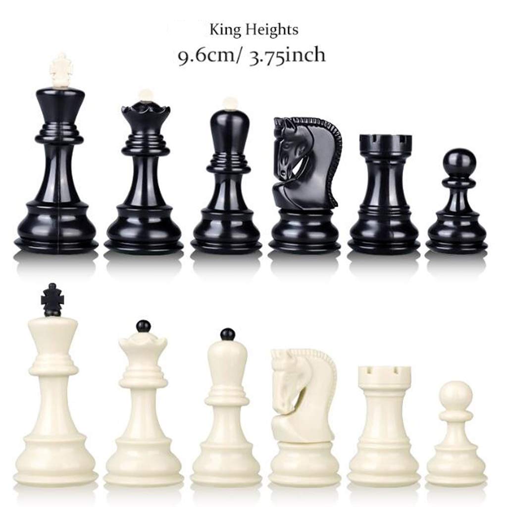 Portable Folding Chess Set with 32 Black & White Resin Chess Pieces - Travel Chess Board for Kids & Adults - 48cm International Chess Game for Home, Office, and Outdoor Use