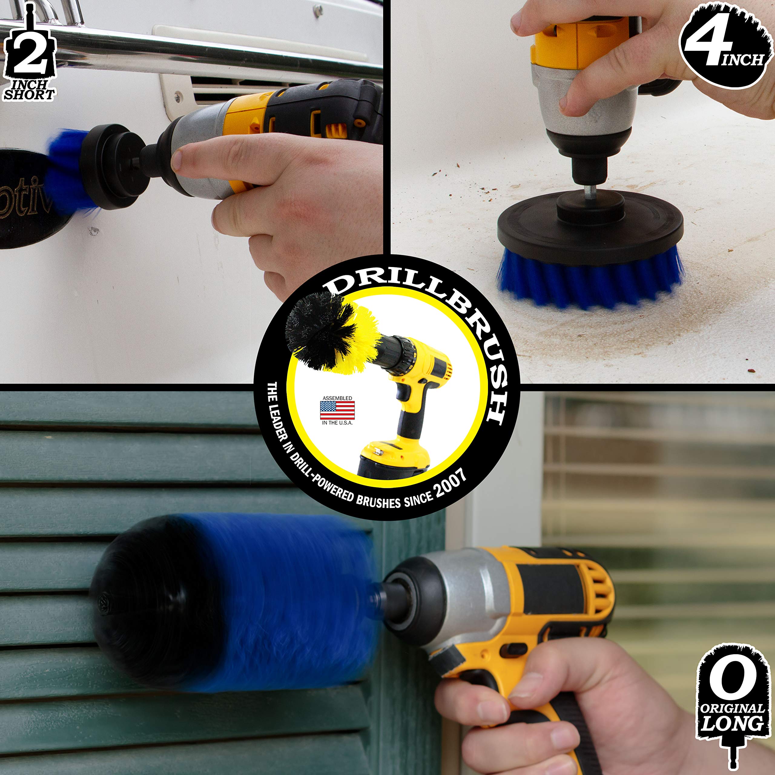 Blue Boat Brush Set - Medium Stiffness Pool & Car Cleaning Tools for Boats, Pools, Aquariums