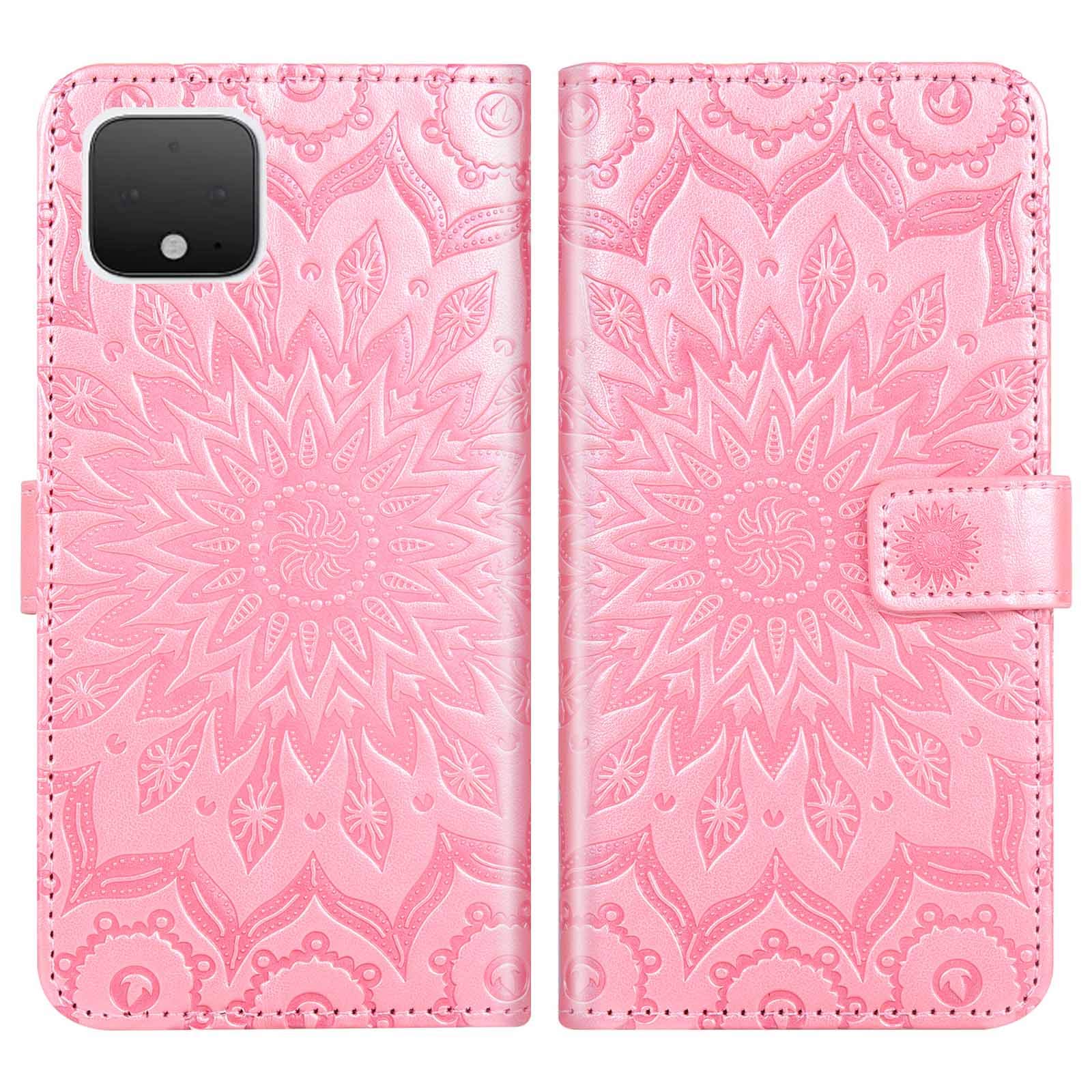Google Pixel 4 Wallet Case with Screen Protector - Slim Leather Magnetic Flip Cover for Women (Rose Gold) | for Cards & Stand