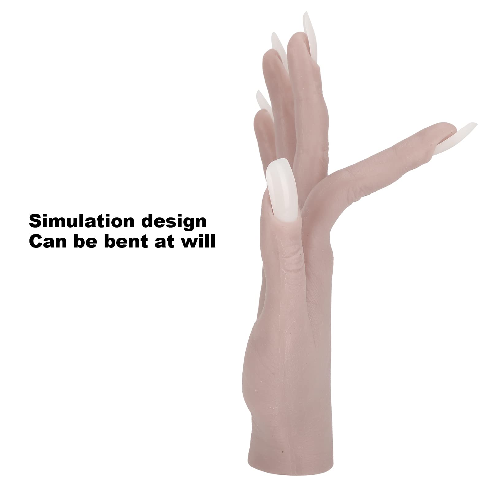 Realistic Silicone Nail Practice Hand for Nail Art Training - Easy to Clean Mannequin Hand for Nail Technicians & Salon Professionals - Perfect for Beginners, Students & Professional Practice