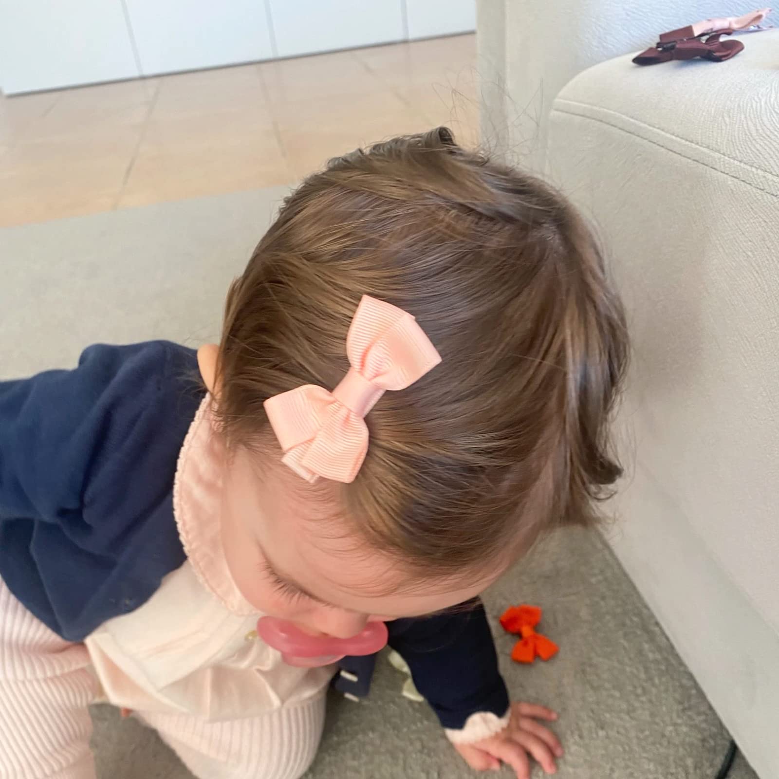 JOYOYO 50 Pcs Baby Hair Clips for Girls - Small 2 Inch Non-Slip Hair Bows with Full Ribbon Lining - Perfect for Toddlers, Infants & Newborns - Great for Parties, Photos & Daily Styling