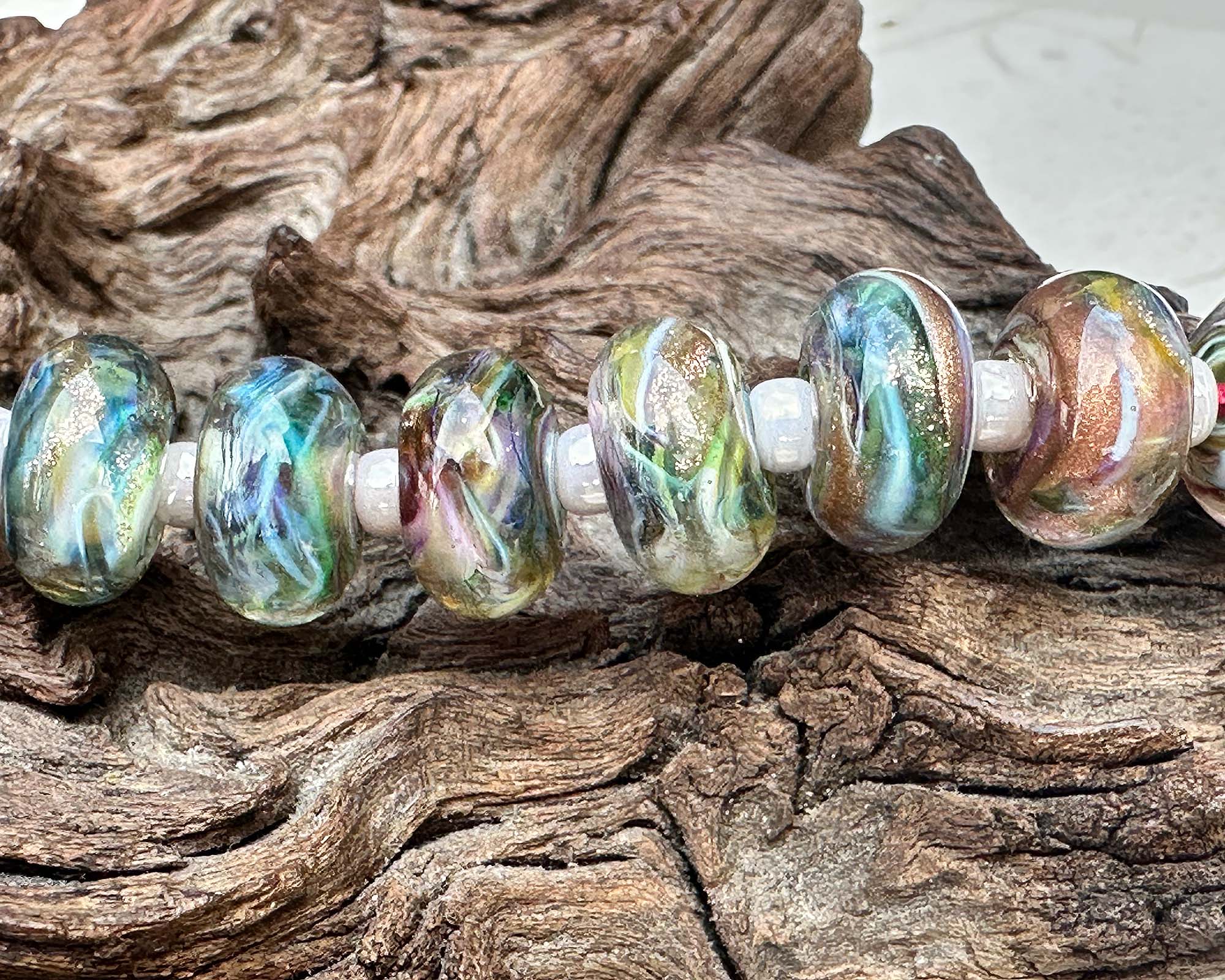 25-Piece Rainbow Shimmer Lampwork Glass Beads Set for Jewelry Making - DIY Bracelets, Necklaces & Craft Projects (SRA Certified) - Perfect for Gifts, Home Decor & Creative Arts