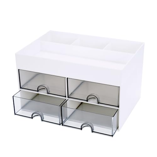 4 Compartments + 4 Drawer (White)