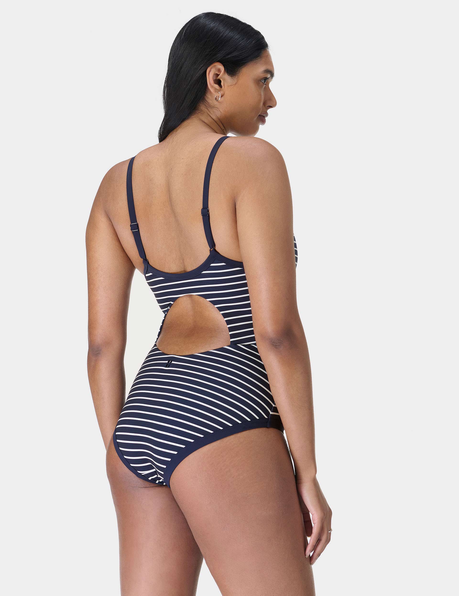 Riviera Swimsuit for Women - Blue Coastal Stripe One Piece Bathing Suit | Beach Vacation, Pool Party, Summer Swimwear