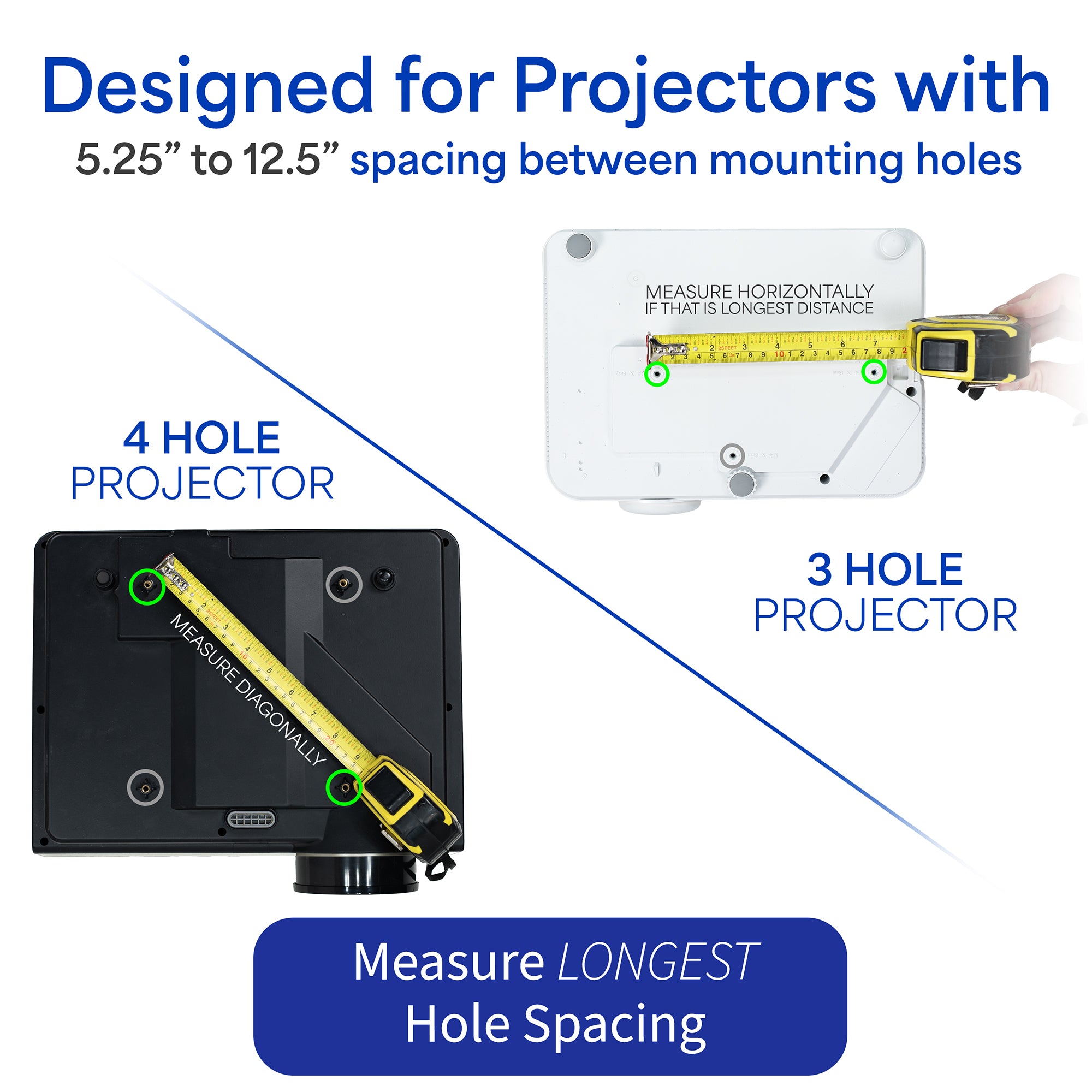 Universal White Drop Ceiling Projector Mount - Adjustable & Secure Installation for Home Theater, Classrooms & Conference Rooms
