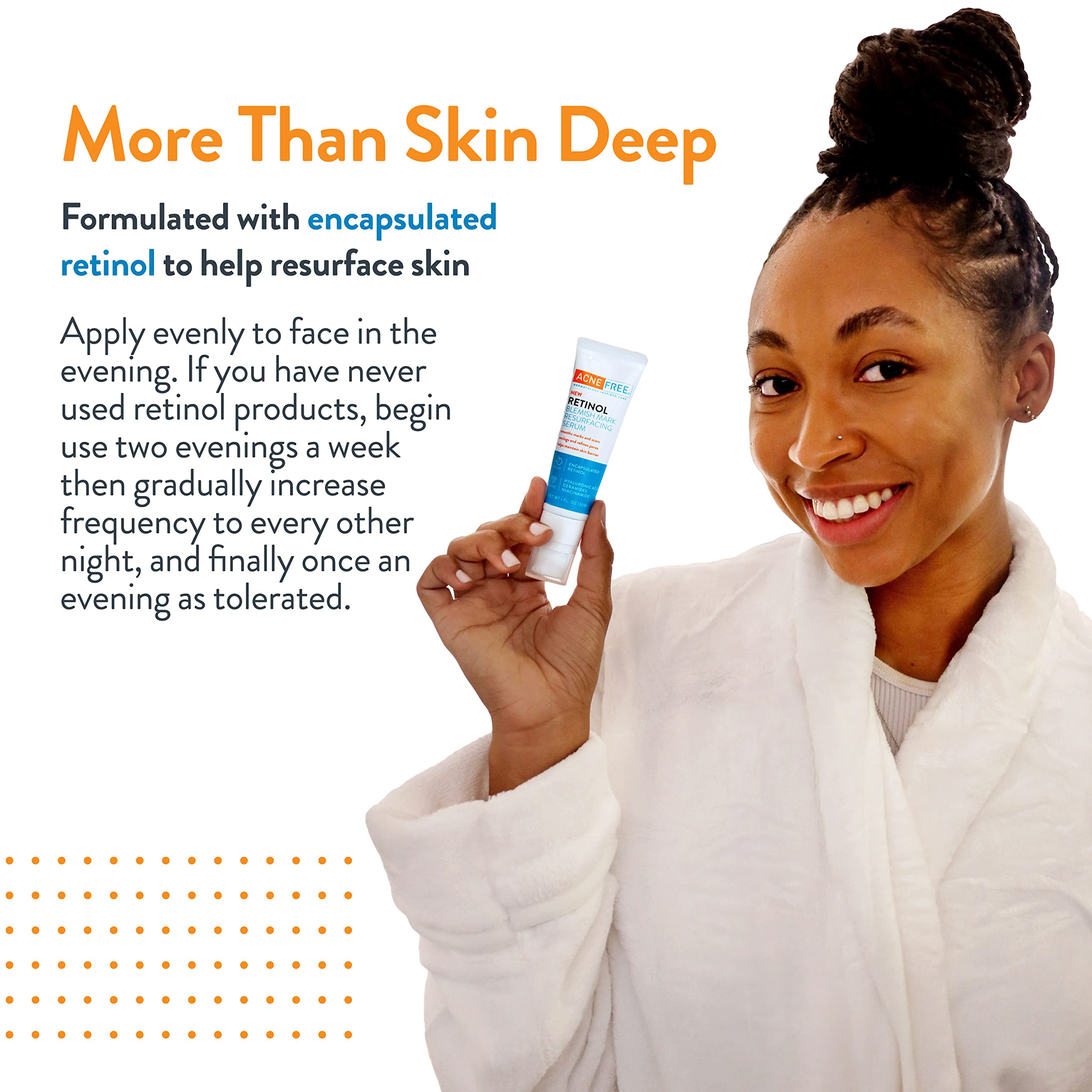 AcneFree Retinol Blemish Mark Resurfacing Serum with Hyaluronic Acid & Niacinamide - Reduces Acne Scars, Controls Redness, 1 fl oz - Perfect for Nighttime Skincare Routine & Post-Acne Treatment