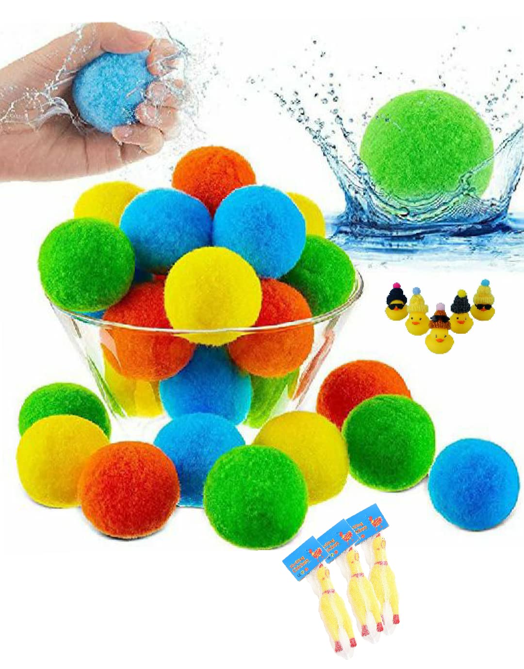 80 Pack Reusable Water Balls - Eco-Friendly Water Balloons for Pool, Beach & Backyard Water Fights | Splash Bombs for Kids Outdoor Games, Trampoline Toys & Summer Party Activities | BPA-Free Cotton Water Bombs for Safe Outdoor Fun