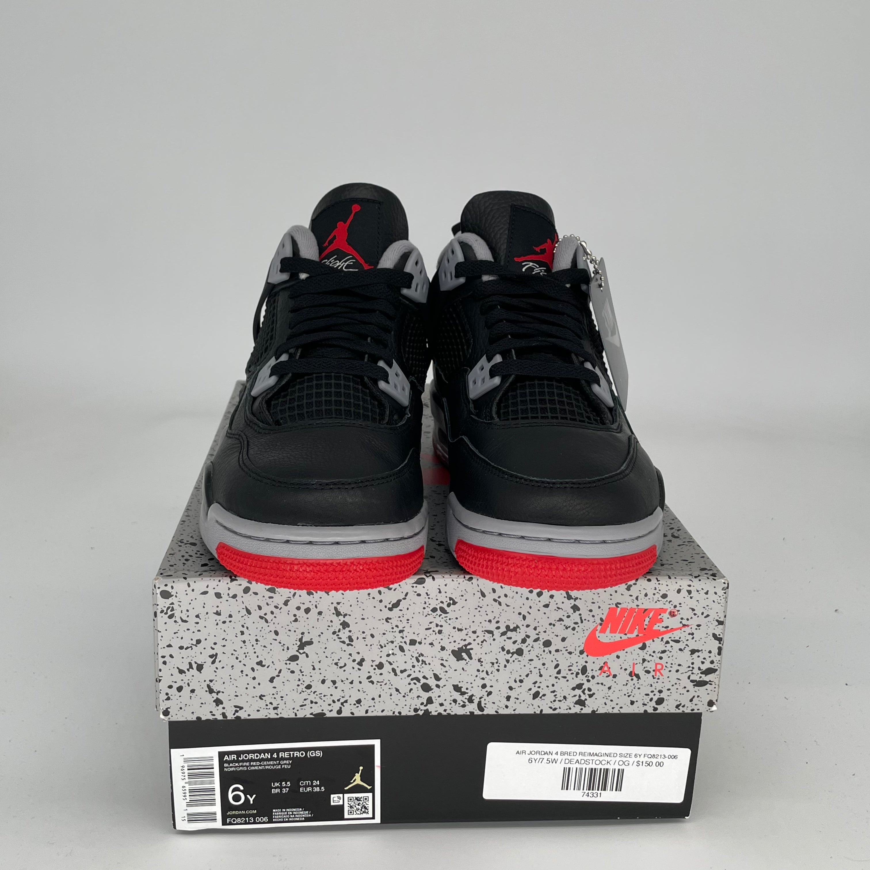AIR JORDAN 4 BRED REIMAGINED Sneakers - Men's Size 6Y (FQ8213-006) | Retro Basketball Shoes for Streetwear & Casual Outfits
