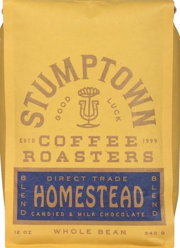 Stumptown Coffee Roasters Medium Roast Whole Bean Coffee - Homestead Blend 12oz Bag | Milk Chocolate, Cherry & Orange Flavor Notes | Perfect for Home Brewing, Office Use & Gifts