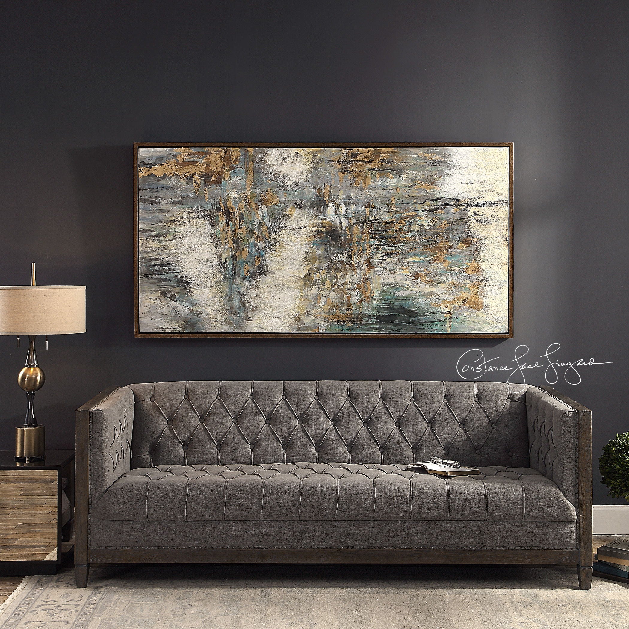 Behind The Falls Abstract Art Beige Wall Decor - Modern Canvas Painting for Living Room, Bedroom & Office - Home & Office Decoration