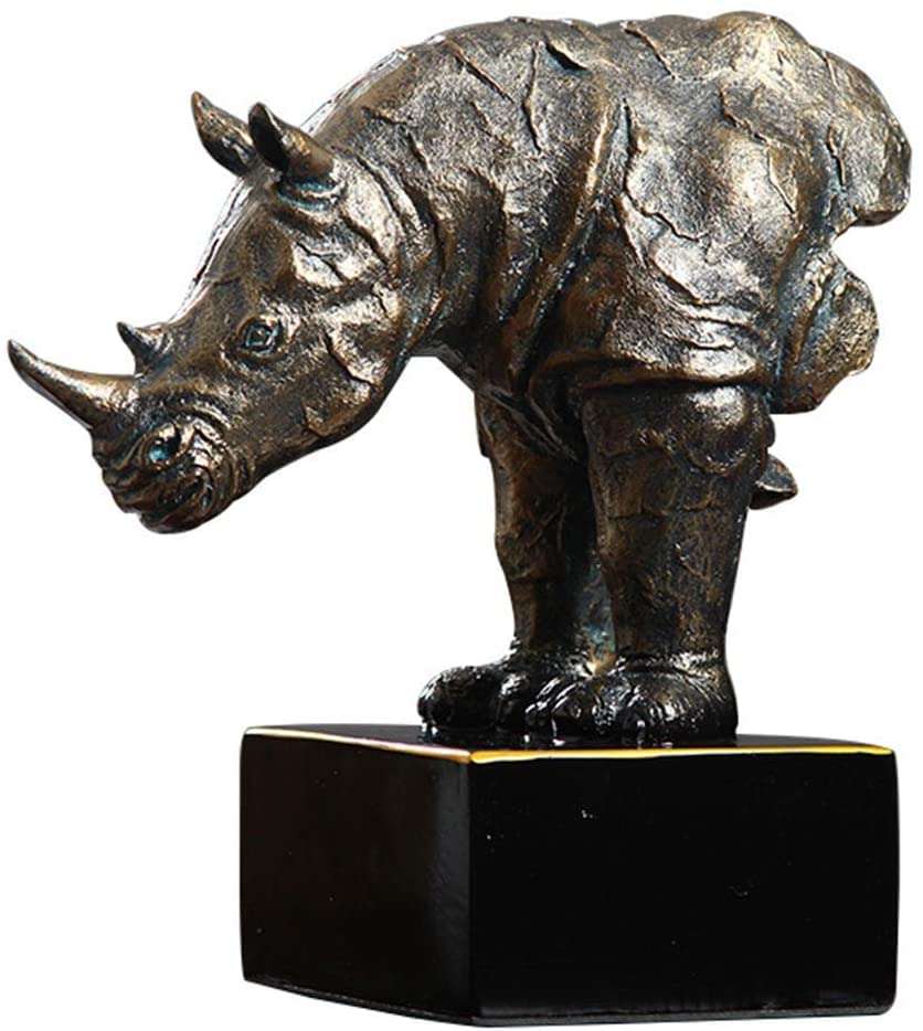 Handmade Rhino Sculpture Statue - Unique Animal Figurine for Home Decor, Creative Art Gift for Friends, Abstract Collectible Ornament - Perfect for Living Room, Wine Cabinet & Office Display